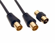 1m Coaxial TV Cable Extension with Female Connector - RF Fly Lead Gold Extender