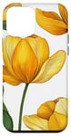 Coque pour iPhone 12 mini Tulipes jaune vif avec des feuilles vertes audacieuses