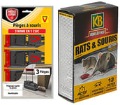 PROTECT EXPERT SOUTRAP3 Pièges À Souris-3 Tapettes Plastiques-Rapide, Précis Et Faciles A Utiliser, Incolore, Taille Unique & KB - RSOUPAT - Pates Appat Rats et Souris 120 g