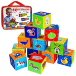magdum 12 PCS Animaux Cube D'activité Bébé - Jouet Montessori Bebe 6-12 Mois - Cube A Empiler Bebe - Cube Montessori - Jeux Eveil Bebe 6 Mois - Cube Bebe - Jouet De Dentition pour Bébé