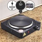 Jago® Plaque de Cuisson - Portable, 1000 W, Brûleur : Fonte, Ø 15.5 cm, en Acier, Noir - Plaque Chauffante Électrique, Réchaud, Table de Cuisson