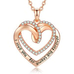 CDE Necklaces for Women 18K Rose Gold Jewelry, 925 Sterling Silver Heart Pendant Necklace, Birthday Anniversary Christmas Gifts for Women Wife Mum Her Girlfriend (Rose Gold-Forever)