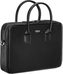 Sacoche 2 Compartiments Ordinateur Portable 11-14"", Aspect Cuir, Fond Renforcé, Compatible Avec Macbook Air/Pro 13"", Noir[ONE140557]