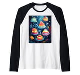 Underwater Cupcake Adventure for Food Lovers Raglan Baseball Tee