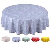 Home Direct Nappe Toile cirée PVC Ronde 140 cm Feuilles Gris Clair