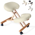 Chaise de bureau ergonomique siège assis-genoux en bois Balancewood Couleur: Beige