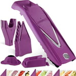 Börner Mandoline Slicer V5 (Professional Set) • Adjustable Vegetable Slicer (7-Piece) • 10 Cutting Styles • Kitchen Slicer incl. Docking Station • Stainless Steel V-Blade • Color: Purple