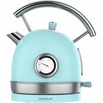 Bouilloire électrique ThermoSense 420 Light Blue 1,8 litre de capacité 2200 w Compteur de température Base 360 ° Acier Inoxydable Style Vintage Bleu,