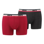 Lot de 2 boxers Levi's en coton stretch rouge et gris anthracite