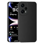 TAUYN Coque pour Xiaomi Poco F5, Ultra-Fin Premium PU Cuir Back et Monture en Silicone Souple Etui, Antichoc, Anti-Rayures Bumper Housse. - Noir