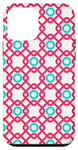 Coque pour iPhone 12 mini Red Turquoise Hexagon Square Geometric Art Deco Pattern