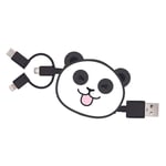 Câble Suzy Rétractable Usb A/Micro Usb & Usb C & Lightning 1 M Panda Yello Koko