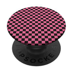 Mini Black and Pink Classic Checkered Checker Checkerboard PopSockets PopGrip Adhésif