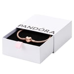 PANDORA Moments Bracelet chaîne serpent fermoir cœur 14 carats avec boîte cadeau, 17 cm, Or rose, Pas de gemme