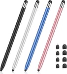 Stylet Universel Pour Écran Tactile, Stylet Capacitif 2 En 1 Pour Iphone/Ipad/Pro/Mini/Air/Samsung/Tablette Avec 8 Embouts De Rechange (Noir+Bleu+Argent+Or Rose)[X63]