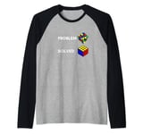 Speed Cubing Master Rubiks Cube Colorful Rubix 80s Vintage Raglan Baseball Tee