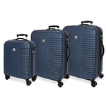 Roll Road India Blue Luggage Set 55/70/80 cm Rigid ABS Combination Lock 220 Litre 4 Double Wheels Hand Luggage