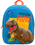 Jurassic World ' Caution Sharp Teeth' 3D Backpack Blue