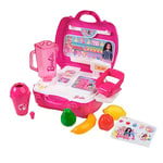 Barbie Smoothie Station - 20 Piece Barbie Playset Travel Carry Case | Play On The Go Kids Toys | Role Play | Pretend Play | Ages 3+ | By Sinco Creations, Pink