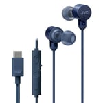 JVC HA-FR29UC-A in Blue USB Type C Lightweight Comfortable Wired Headphones, Hi-Res Audio, Microphone & Volume Control, IPX2 Rated, D/A Converter Minimises Noise & Sound Degradation