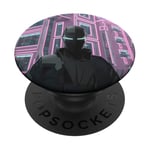 Héros futuriste masqué dans la ville - Cyberpunk PopSockets PopGrip Adhésif