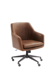 west elm Helvetica Leather Swivel Office Chair, Brown