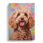 Cockapoo Bubble Gum Painting Canvas Print for Living Room Bedroom Home Office Décor, Wall Art Picture Ready to Hang, 30x20 Inch (76x50 cm)