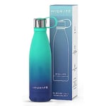 HYDRATE Super Insulated Stainless Steel Water Bottle - 500ml - Bpa Free Metal Water Bottle, Leakproof, Reusable Vacuum Drinking Thermos Flask - 24 Hours Cold & 12 Hours Hot Water Bottle