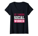 Womens Life Changing Social Worker Appreciation V-Neck T-Shirt