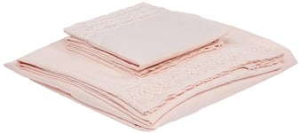 Pacific Coast Textiles 4 PIECE CROCHET LACE MICROFIBER SHEET SET BLUSH QUEEN, Microfibre