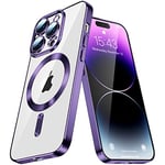 IMEIKONST Ultra Thin Samsung Galaxy S22 Ultra Cover for MagSafe Case, Magnetic Transparent Anti-Yellow Camera Protector Ultra Slim Fit Silicone TPU Bumper Clear for Samsung S22 Ultra. Purple YIX