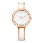 Swarovski Crystalline Bangle Watch, Swiss Made, Metal Bracelet, White, Rose Gold-Tone Finish