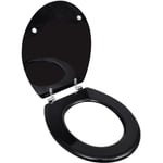 Siège de toilette abattant avec couvercle WC siège de toilette lunettes WC cuvette standard MDF noir