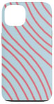 Coque pour iPhone 13 Fond bleu clair et motif lignes orange clair