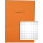 Rhino Exercise Book A4 Squared 5 mm Stapled Side Bound Manila Soft Cover Orange Not perforated 80 Pages Pack of 50