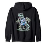 T-Rex on Vacation Funny Dino Lover Island Design Zip Hoodie