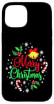 iPhone 15 Merry Christmas Happy holidays Jingle Bells and Snowflakes Case