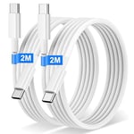 Câble USB C vers USB C pour iPhone 16/15/Pro Max/Plus,iPad Pro/Air/MacBook, [2M/Lot de 2] 60W Câble USB C Charge Rapide Nylon Tressé Câble Chargeur Cordon USB C pour Samsung Galaxy S 24/S23/22 Ultra