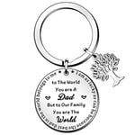 QMVMV Dad Keyring to The World You are A Dad But to Our Family You are The World Key chain Gift for Men Papa Father from Son Daughter