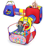 Opret 5 en 1 Pop Up Tente Tunnel Enfant, avec Piscine a Balle pour Bébé, Pliable Maison de Jeux Exterieur et Interieure pour Garçons Filles Cadeau de Noël d'anniversaire (sans balles)