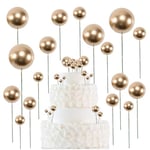 Lot de 50 boules de décoration de gâteau - Mini boules dorées - Pour décoration de gâteau d'anniversaire, de remise de diplôme, de mariage