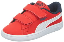 PUMA Smash V2 Buck V Inf, Chaussures de Sport Unisexes pour Enfant, Rouge (High Risk Red Puma White Peacoat), 27 EU