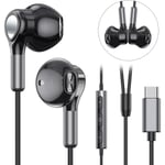 USB C-hörlurar för Samsung Galaxy S23 Ultra S22 S21 FE S20 A53 A54 USB C-hörlurar med mikrofon In-ear-hörlurar med kabel Hörlurar med USB-typ