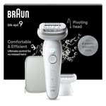 Braun Silk-épil 9 Epilator with Pivoting Head, Braun Epilator for Women, Easy Hair Removal Device, Women's Electric Shavers, Wet & Dry,Lasting Smooth Skin, with Lady Shaver Head & Trimmer Comb EU Plug