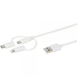 Vivanco 3-i-ett Kabel USB-C/Lightning/Micro-USB 1 meter Vit