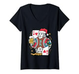 Womens King Of Hearts With Beer - Vintage Card Game Beer Lover V-Neck T-Shirt