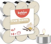 Bolsius True Scents - Lot de 18 Bougies Chauffe-Plat Parfum - Vanille - Durée de Combustion: 4 Heures - Décoration d'intérieur - Extraits naturels - avec Cire Naturelle végétalienne