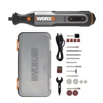 WORX 8V Outil Rotatif Multifonction sans Fil WX106, 23pcs Accessoires, Chargeur USB, Taille d'embout 3,2 mm, 5 Vitesse Variable 5000 à 28000 RPM pour Graver, Découper, Percer, Polir, Meuler