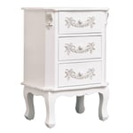 Antique White 3 Drawer Bedside Table - Pays Blanc Range