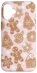 iPhone 16 Plus Pink Gingerbread Cookie Christmas With Snowflakes Polka Dots Case